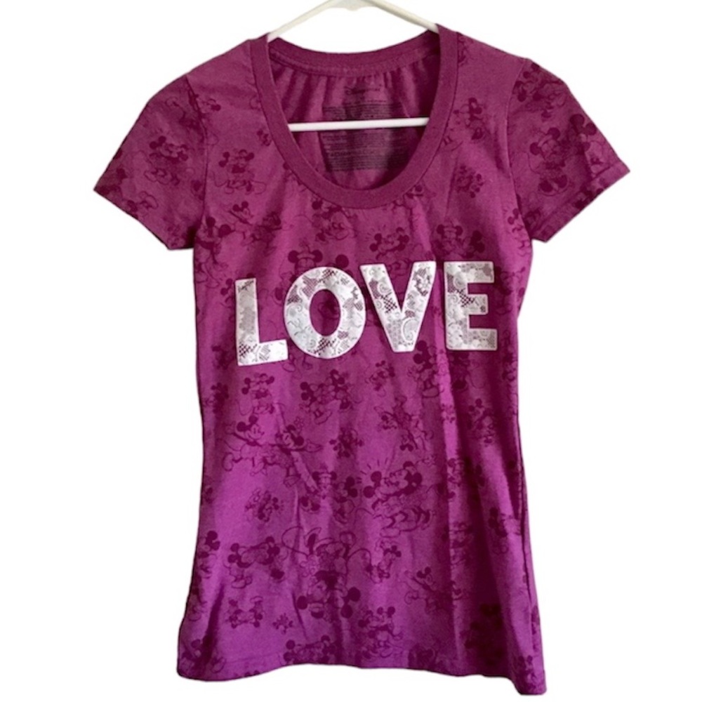 Disney Mickey And Minnie XS T-Shirt Scoop Neck Short Sleeve Top Love